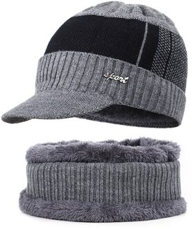 Winter Beanie Hat Voor Mannen Gebreide Muts Winter Cap Beanie Mannen Dikke Wollen Sjaal Cap Balaclava Masker Bonnet Gebreide hoeden Gorras grijs