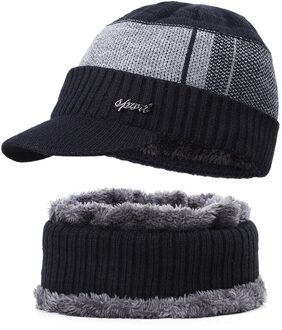 Winter Beanie Hat Voor Mannen Gebreide Muts Winter Cap Beanie Mannen Dikke Wollen Sjaal Cap Balaclava Masker Bonnet Gebreide hoeden Gorras zwart