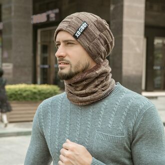 Winter Beanie Hoeden Sjaal Set Warme Muts Skull Cap Halswarmer Met Dikke Fleece Gevoerde Winter Hoed En Sjaal voor Mannen Vrouwen khaki