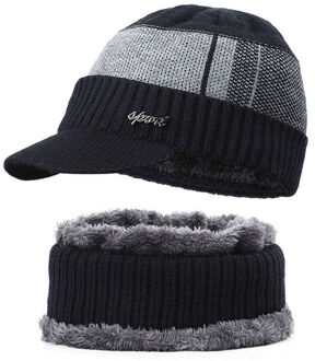 Winter Beanie Muts Sjaal Set Fleece Warm Balaclava Sneeuw Ski Cap Unisex Mannen Vrouwen zwart