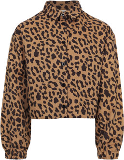winter blouse meisjes - bruin - luipaard - maat 152