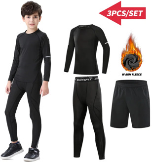 Winter Boy's Sportswear Warm Fleece Underwear For Child Velvet Compression Tights Training Tights basketball Tracksuit For Kids