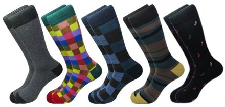 Winter Casual Mannen Katoenen Sokken Mode Kleurrijke Golf Punt Business Party Gelukkig Sokken Voor Man