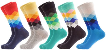 Winter Casual Mannen Katoenen Sokken Mode Kleurrijke Golf Punt Business Party Gelukkig Sokken Voor Man