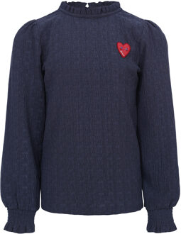 winter crinckle top meisjes - donker blauw - ruffle - maat 104