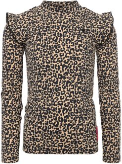 winter crinckle top meisjes - zand - luipaard - maat 104