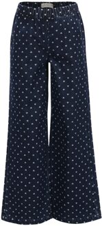winter denim wide leg broek meisjes - blauw - hart - maat 128