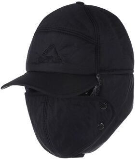 Winter Dikke Balaclava Hoed Voor Mannen Bomber Hoeden Masker Cap Dikke Balaclava Katoen Bont Oorklep Warm Caps Schedel Masker zwart