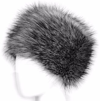 Winter Dikke Pluizige Hoofdband Voor Vrouwen Mannen Bont Haarband Russische Harige Oorbeschermers Elastische Tulband Brede Hoofddeksels Ski Hoeden Accessoires Donkergrijs