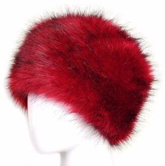 Winter Dikke Pluizige Hoofdband Voor Vrouwen Mannen Bont Haarband Russische Harige Oorbeschermers Elastische Tulband Brede Hoofddeksels Ski Hoeden Accessoires Rood