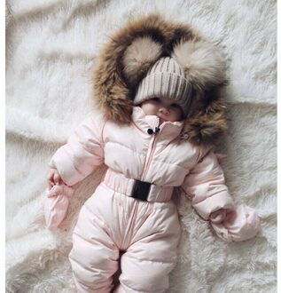 Winter Dikke Sneeuw Wear Peuter Baby Jongen Meisje Winter Romper Capuchon Kinderen Uitloper Jumpsuit Jas Outfit 9 to 12M