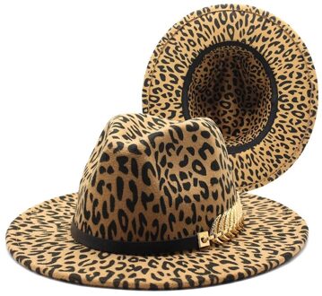 Winter Fedora Hoeden Voor Vrouwen Mode Platte Brede Rand Panama Wolvilt Jazz Fedora Hoeden Voor Mannen Leopard Goth top Bruiloft Hoed