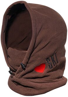 Winter Fietsen Masker Fleece Thermische Warm Houden Winddicht Fietsen Gezichtsmasker Balaclava Ski Masker Vissen Skiën Hoed Hoofddeksels Bruin