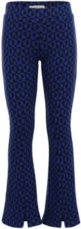 winter flare broek meisjes - blauw - hartjes/jaquard - maat 116