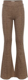 winter flare broek meisjes - bruin - mini luipaard/rib - maat 104