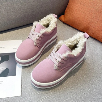 Winter Flats Sneakers Women Shoes Plush Fur Platform Shoes Pink Warm Round Toe Shoes Ladies 2020 New Zapatos De Mujer
