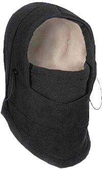Winter Fleece Nek Warm Bivakmutsen Hoed Gezicht Die Hood Cap Winddicht Ski Hoed Mannen Vrouwen D88 zwart fleece lined