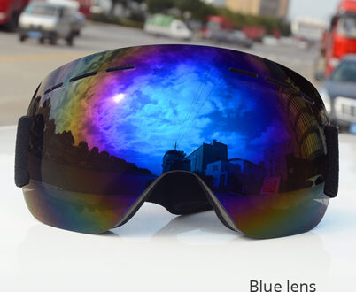 Winter Frameloze Ski Bril Grote sferische Snowboard Zonnebril Anti-Fog UV400 Sneeuwscooter Skat Skiën Sport bril Mannen Vrouwen Blauw
