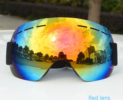 Winter Frameloze Ski Bril Grote sferische Snowboard Zonnebril Anti-Fog UV400 Sneeuwscooter Skat Skiën Sport bril Mannen Vrouwen Rood