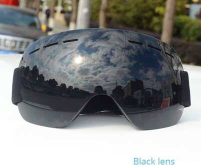 Winter Frameloze Ski Bril Grote sferische Snowboard Zonnebril Anti-Fog UV400 Sneeuwscooter Skat Skiën Sport bril Mannen Vrouwen zwart