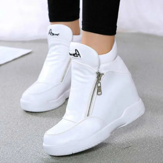 Winter Fur Sneakers Platform Woman 2020 Autumn High Top Female Casual Shoes Wedge Side Zipper Fashion Warm Snow Sneakers
