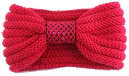 Winter gebreide haarband rood met strik voor dames