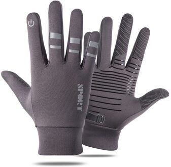 Winter Handschoenen Fietsen Outdoor Volledige Vinger Warme Waterdichte Handschoenen Verdikte Pluche Anti Slip Thermische Gel Racefiets Mtb Handschoenen grijs / M