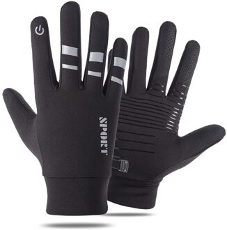 Winter Handschoenen Fietsen Outdoor Volledige Vinger Warme Waterdichte Handschoenen Verdikte Pluche Anti Slip Thermische Gel Racefiets Mtb Handschoenen zwart / Xl