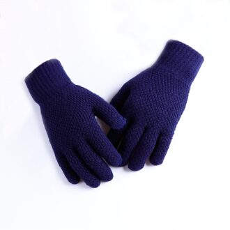 Winter Handschoenen Mannen Koreaanse Stijl High Touch Screen Mannetjes Dikker Warm Houden Heren Top Wanten Alle Match Breien blauw