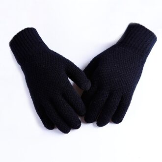Winter Handschoenen Mannen Koreaanse Stijl High Touch Screen Mannetjes Dikker Warm Houden Heren Top Wanten Alle Match Breien zwart