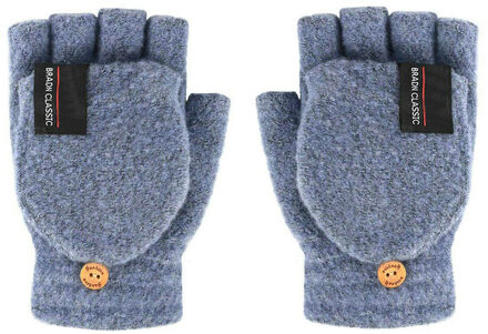 Winter Handschoenen Volledige En Halfs Vinger Mitten Warm Dikke Gezellige Mannen Gebreide Handschoenen Lxh Blauw