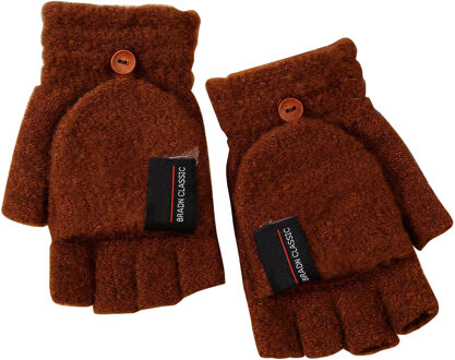 Winter Handschoenen Volledige En Halfs Vinger Mitten Warm Dikke Gezellige Mannen Gebreide Handschoenen Lxh koffie