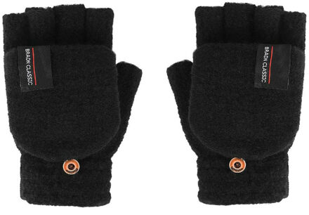 Winter Handschoenen Volledige En Halfs Vinger Mitten Warm Dikke Gezellige Mannen Gebreide Handschoenen Lxh zwart