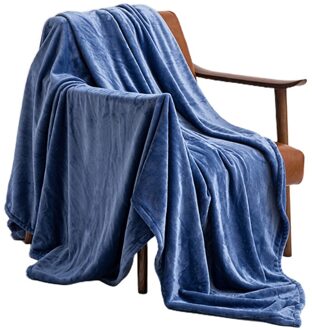Winter Herfst Thicken Flanel Gooi Deken Twin Size Super Zachte Gezellige Warme Luxe Microfiber Effen Kleur Beddengoed Lakens blauw
