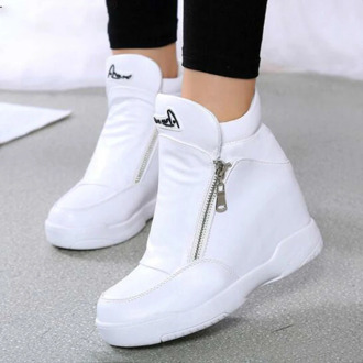 Winter Hidden Wedge Boots Comfy Platform Women's High Top Fashion Female Casual Shoes Side Zipper Warm Ankle Flat Sneaker Boots
