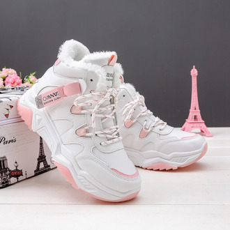 Winter High Top Women Fashion Sneakers Cold protection Women casual shoes Adult Light vulcanized shoes Plus velvet Cotton shoes