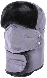 Winter Hoed Mannen Vrouwen Bomber Hoed met Sjaal Anti-waas Masker Russische Ushanka Thermische Trapper Hoed Trooper Oorklep Sneeuw ski Balaclava Grijs