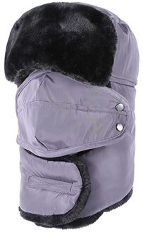 Winter Hoed Mannen Vrouwen Bomber Hoed met Sjaal Anti-waas Masker Russische Ushanka Thermische Trapper Hoed Trooper Oorklep Sneeuw ski Balaclava Grijs