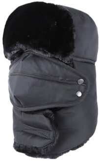 Winter Hoed Mannen Vrouwen Bomber Hoed met Sjaal Anti-waas Masker Russische Ushanka Thermische Trapper Hoed Trooper Oorklep Sneeuw ski Balaclava zwart