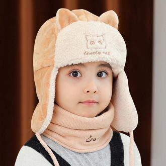 Winter Hoeden Masker Kinderen Leuke Lei Feng Cap Winddicht Warme Oor Gezicht Bescherming Warm En Fluwelen Cap Print hoed + Sjaal Sets