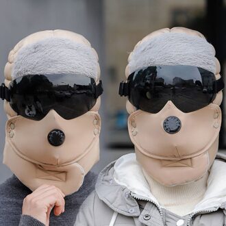 Winter Hoeden Voor Vrouwen Warm Cap Winter Mannen Waterdichte Hood Hoed Met Bril Cool Beige