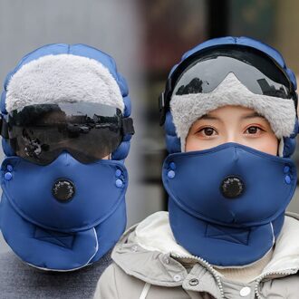 Winter Hoeden Voor Vrouwen Warm Cap Winter Mannen Waterdichte Hood Hoed Met Bril Cool Blauw
