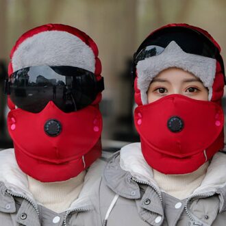Winter Hoeden Voor Vrouwen Warm Cap Winter Mannen Waterdichte Hood Hoed Met Bril Cool Rood