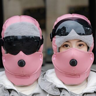 Winter Hoeden Voor Vrouwen Warm Cap Winter Mannen Waterdichte Hood Hoed Met Bril Cool Roze