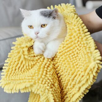 Winter Huisdieren Absorberende Handdoeken, Katten Honden Bathing Sneldrogend Grote Badhanddoeken geel / 78x44cm