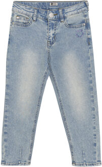 winter jeansbroek meisjes - blauw - mom fit/harten zak - maat 128
