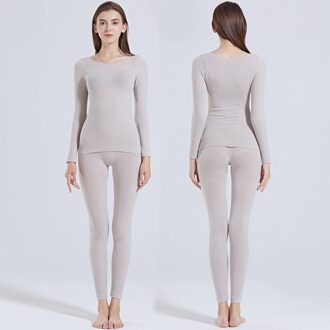Winter Katoen Thermisch Ondergoed Set Vrouwelijke Warm Ultradunne Elastische Naadloze 37 Graden Constante Lange Onderbroek Voor Vrouwen Kleding grijs