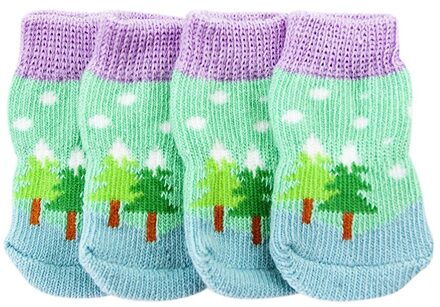 Winter Kerst Hond Mooie Zachte Warme Gebreide Sokken Cartoon Kleine Hond Doggy Schoenen Kleding Apparels Voor S-XL Groen / L