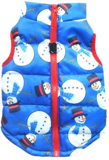 Winter Kerst Hond Vest Mouwloze Rits Jas Met Leiband Ring Huisdier Warme Jas blauw / M
