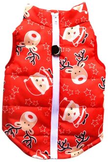 Winter Kerst Hond Vest Mouwloze Rits Jas Met Leiband Ring Huisdier Warme Jas rood / L